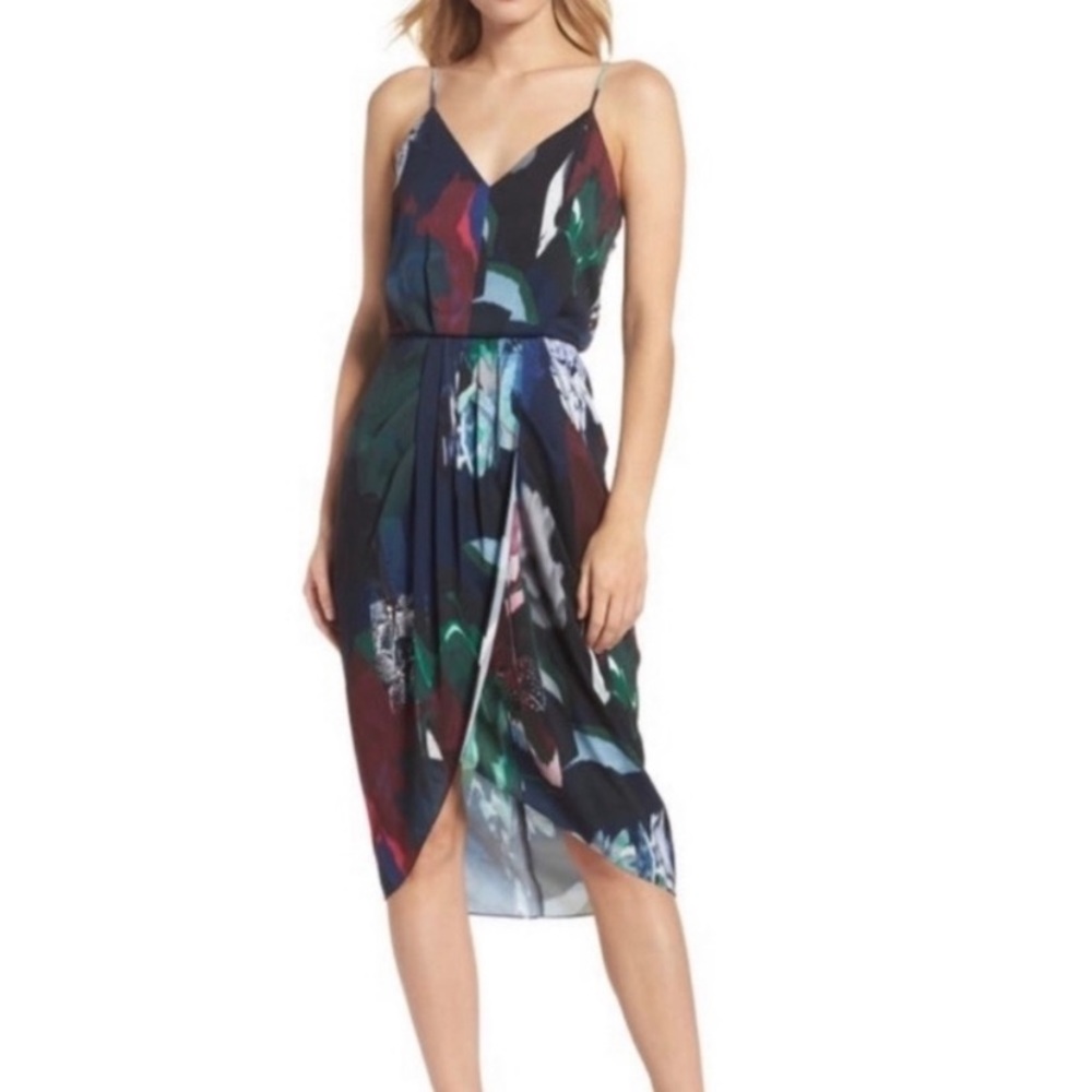 Chelsea28 Nordstrom Faux Wrap Floral Print Midi Dress Size 6 NWT